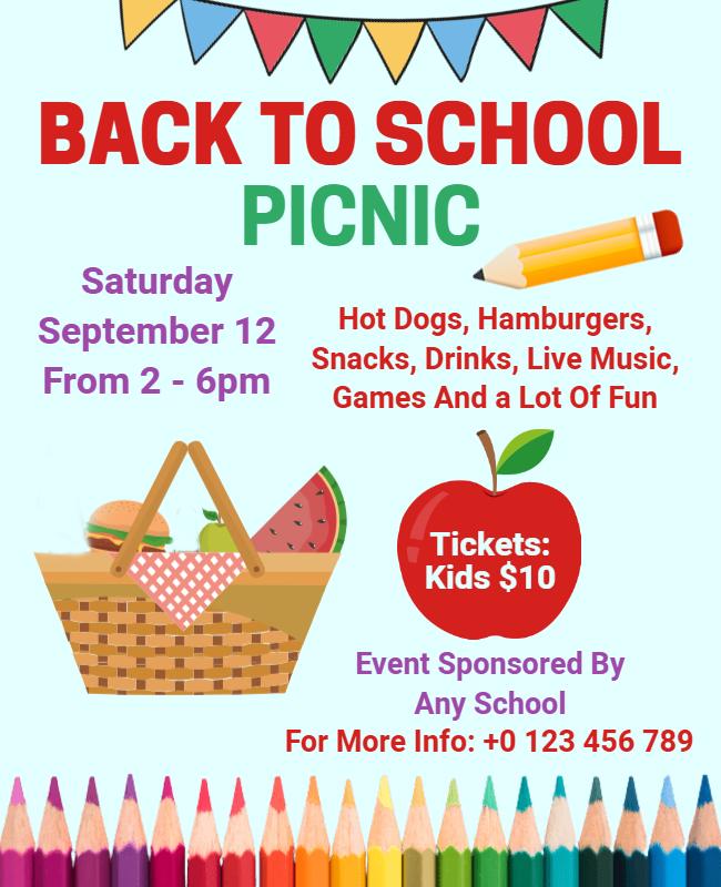 Colorful Festive Back to School Picnic Flyer Template