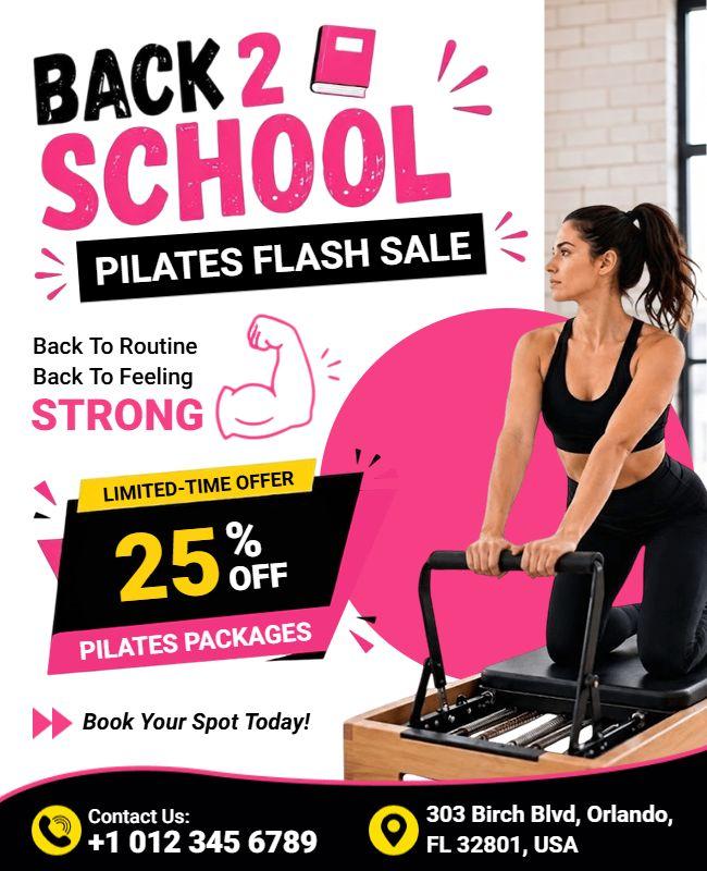 Back to School Pilates Flash Sale Flyer Template