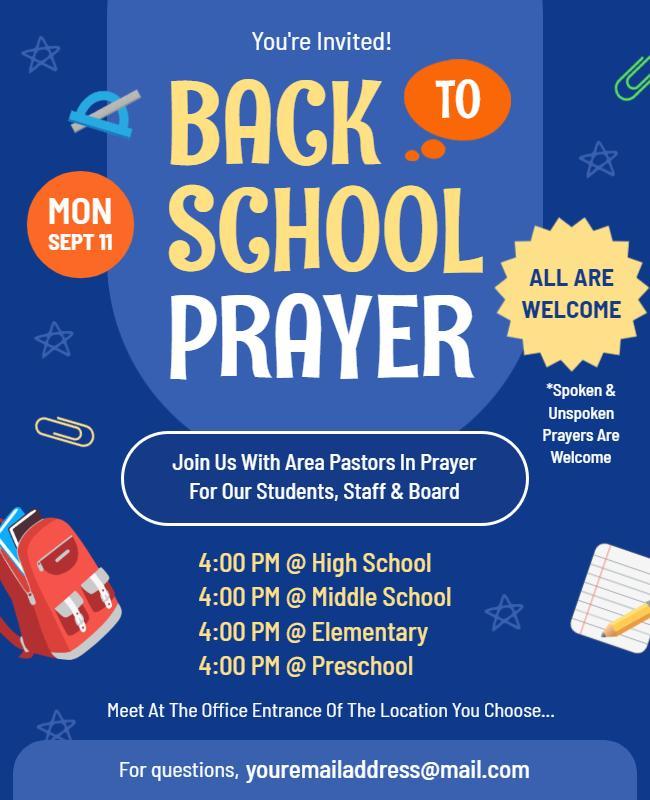 Back to School Prayer Invitation Flyer Template