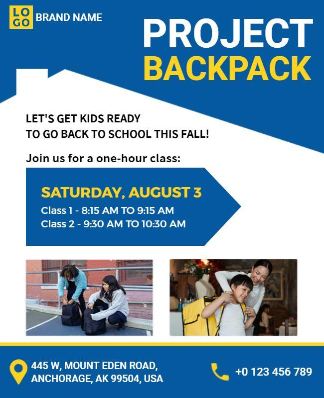 Back to School Project Backpack Flyer Template