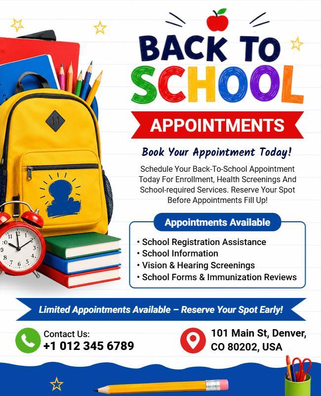 Back to School Registration Appointment Flyer Template