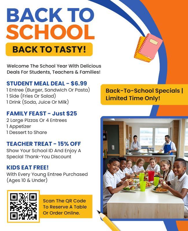 Back to School Restaurant Specials Flyer Template