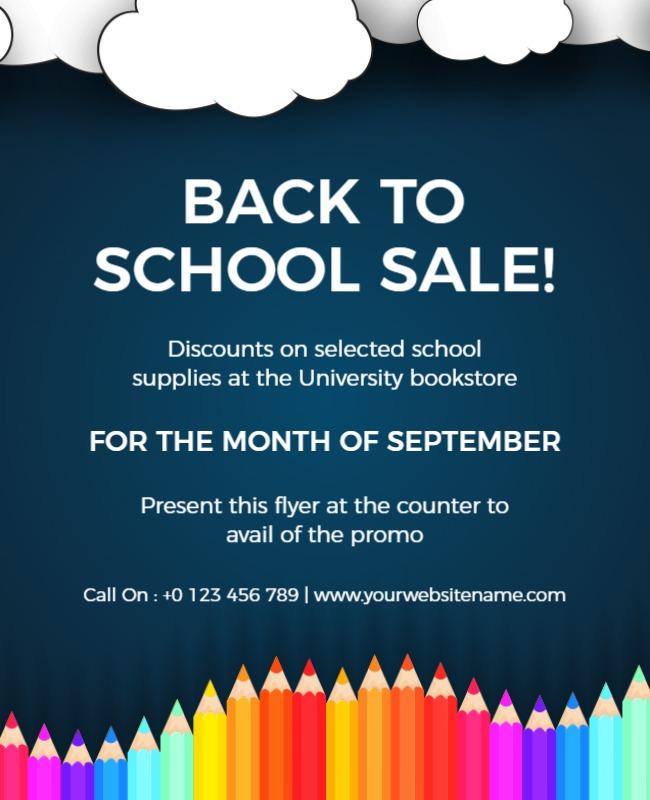 Back to School Sale Promotional Flyer Template