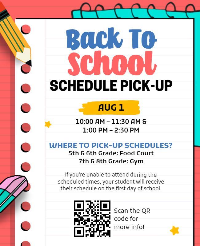 Back to School Schedule Pick-up Flyer Template