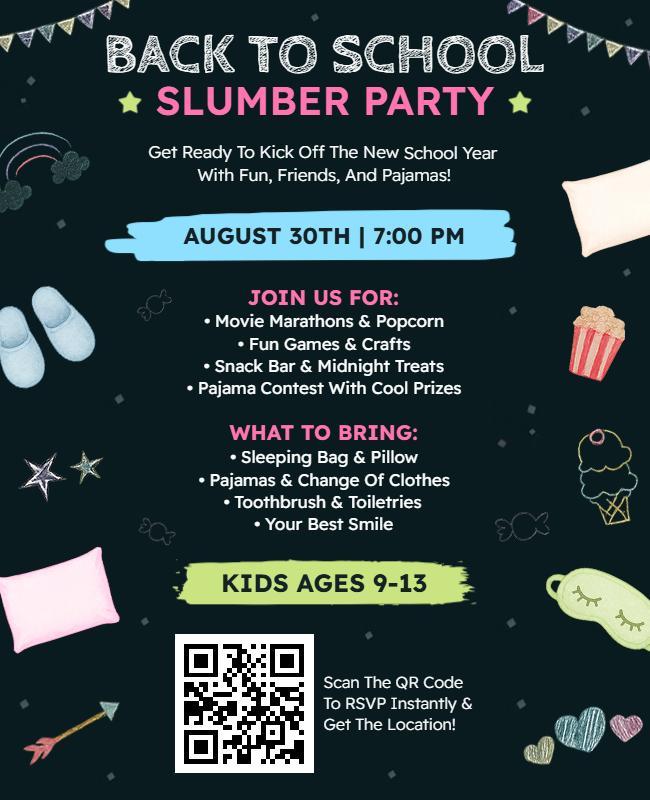Back to School Slumber Party Event Flyer Template