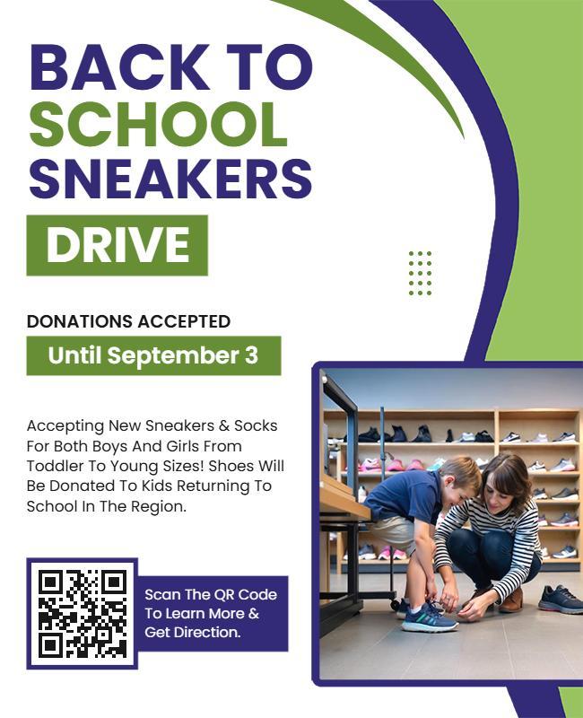 Back to School Sneakers Donation Drive Flyer Template