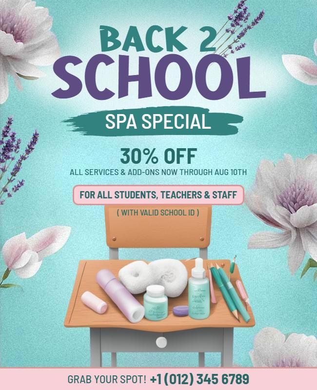 Back to School Spa Special Discount Flyer Template