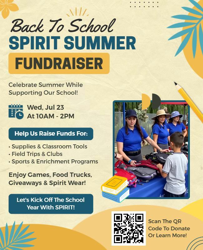 Back to School Spirit Summer Fundraiser Flyer Template