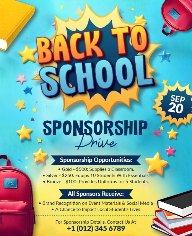 Back to School Sponsorship Drive Flyer Template