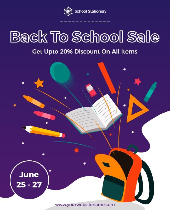 Back to School Stationery Sale Flyer Template