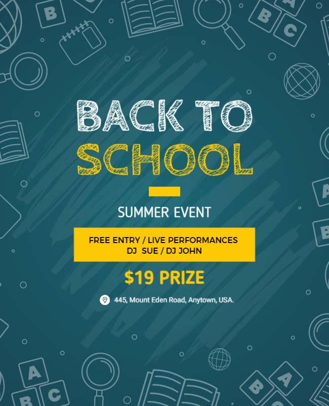 Playful Green Back to School Summer Event Flyer Template