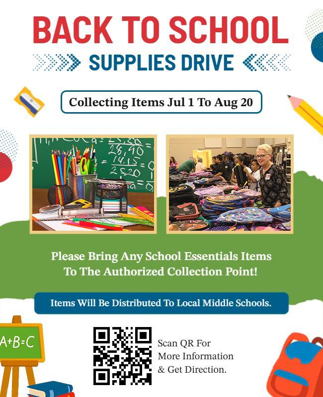 Back to School Supplies Drive Flyer Template