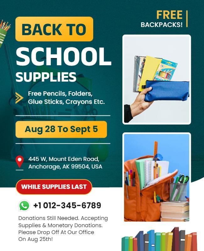 Back to School Supplies Giveaway Flyer Template