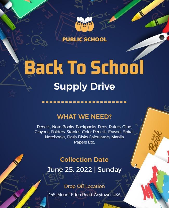 Back to School Supply Drive Flyer Template