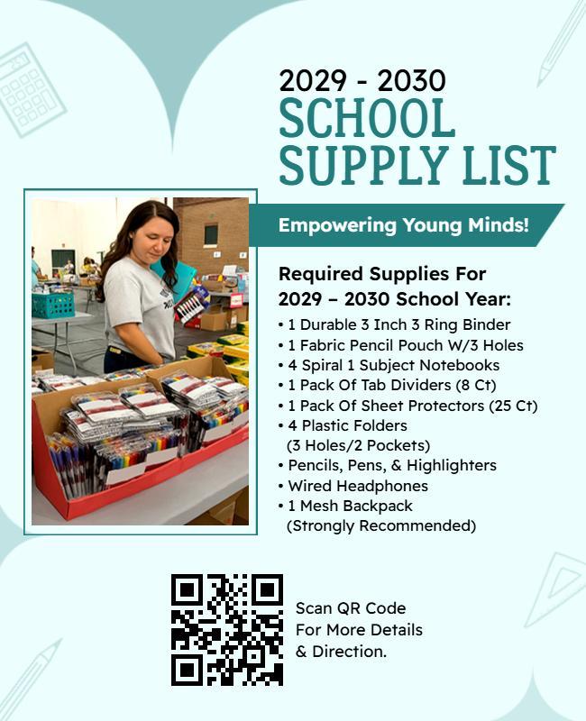 Back to School Supply List Flyer Template
