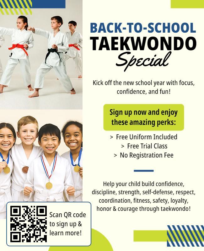 Back-to-School Taekwondo Training Flyer Template
