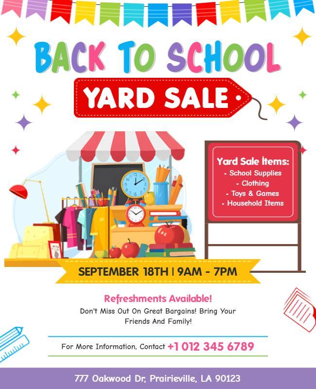 Back to School Yard Sale Event Flyer Template