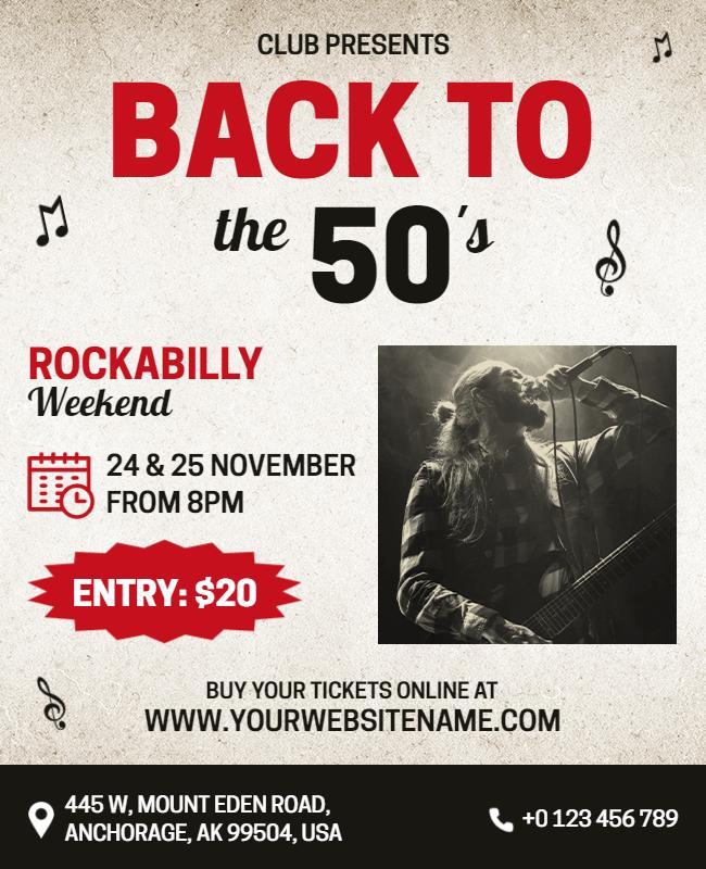 Back to the 50s Rockabilly Event Flyer Template