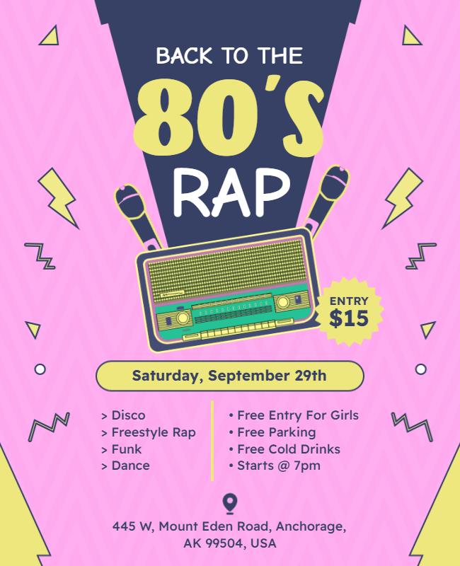 Back to the 80s Rap Event Flyer Template