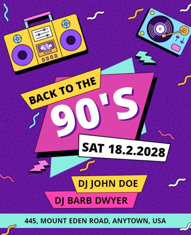 Retro Fun 90's Theme Party Flyer Template