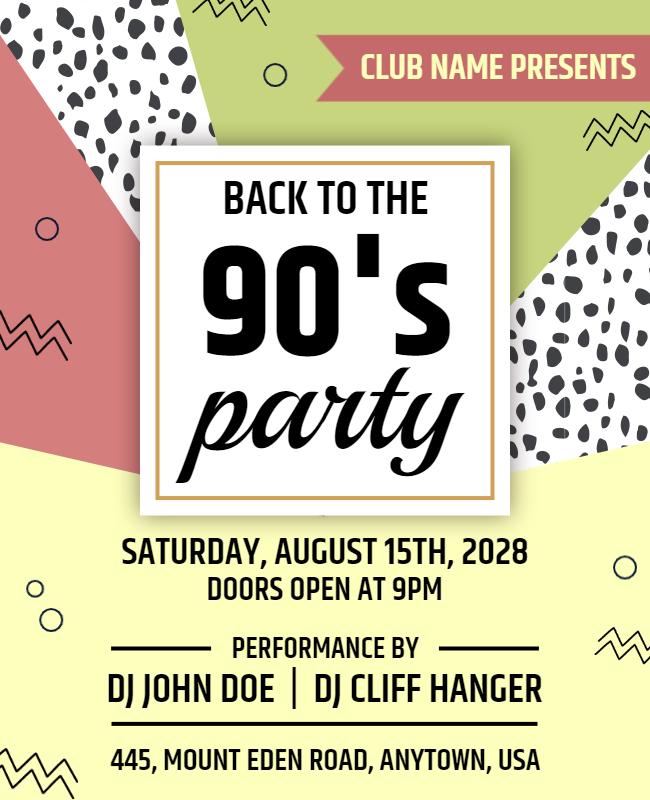 Back to the 90s Party Event Flyer Template