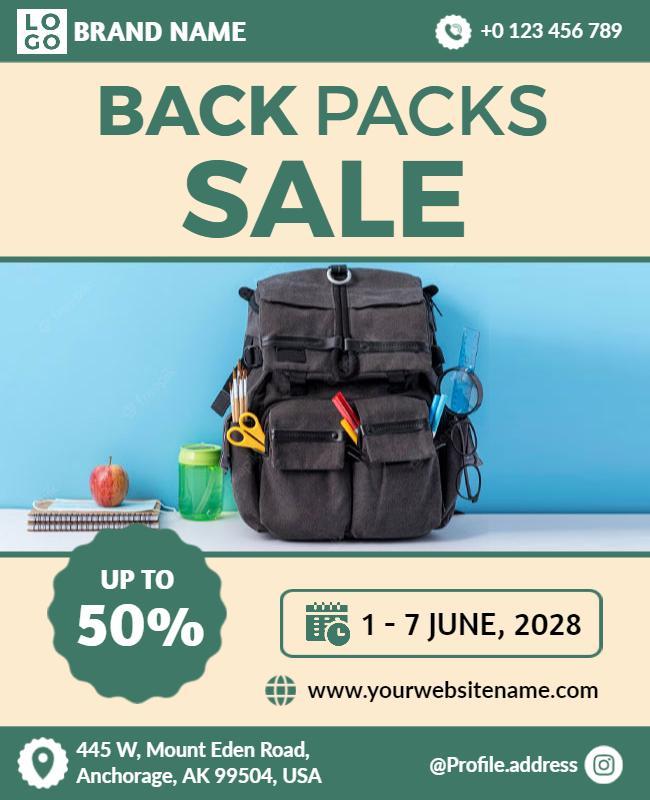 Backpacks Discount Event Sale Flyer Template