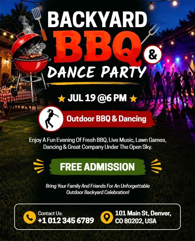 Backyard BBQ and Dance Party Flyer Template