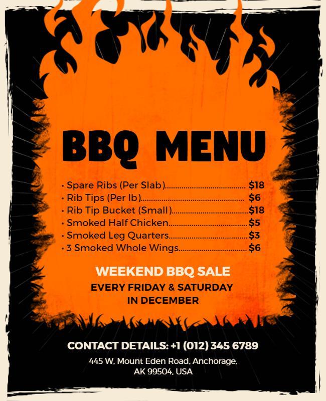 Backyard Bbq Menu Promotion Flyer Template