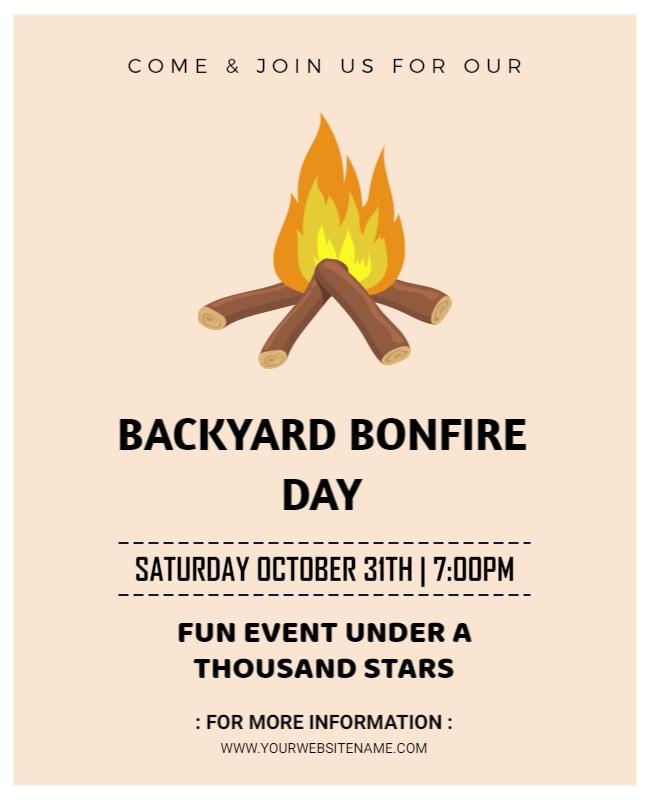 Cozy Warm Backyard Bonfire Day Gathering Flyer Template