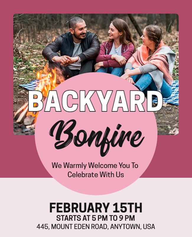 Backyard Bonfire Gathering Flyer Template