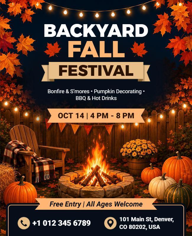 Backyard Fall Festival Celebration Flyer Template