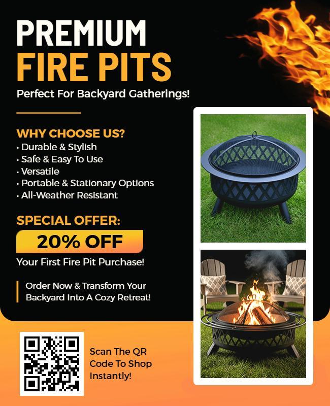 Backyard Fire Pit Promotion Flyer Template
