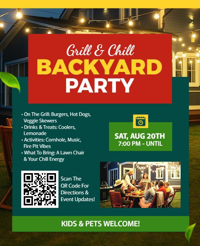 Backyard Grill and Chill Party Flyer Template