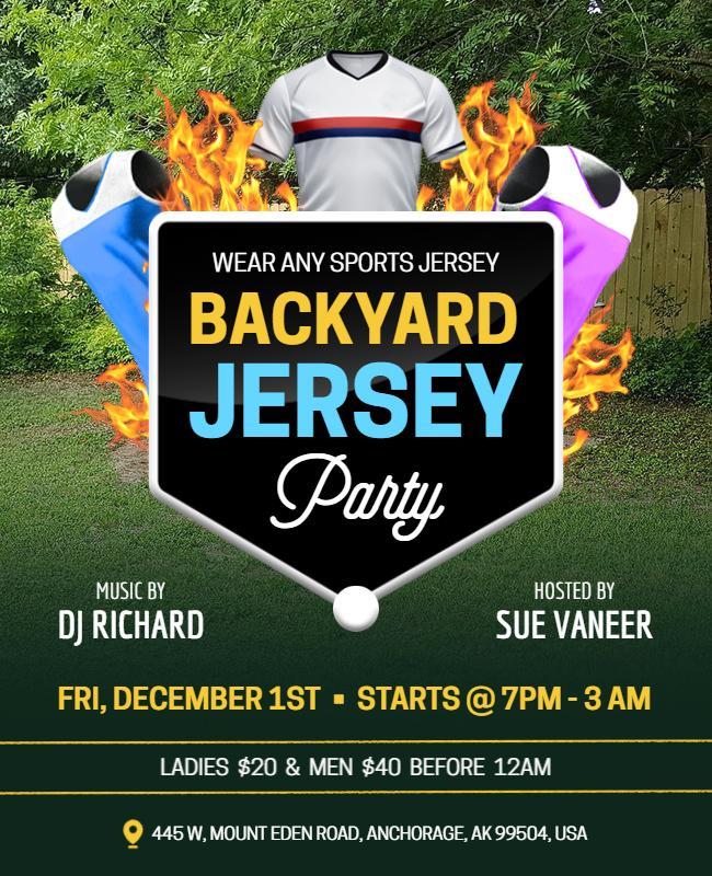 Backyard Sports Jersey Party Flyer Template