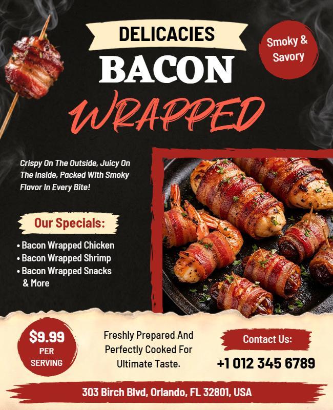 Bacon Wrapped Delicacies Food Promotion Poster Template