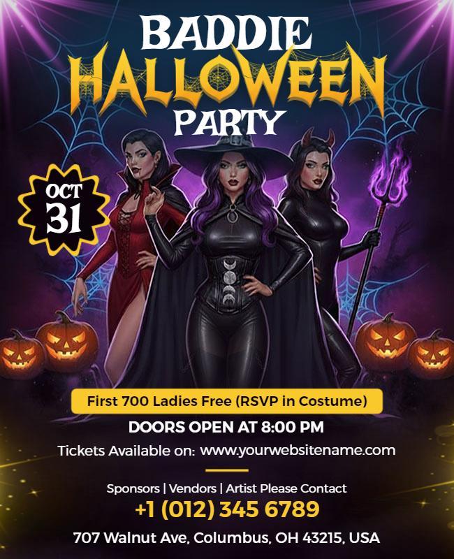 Baddie Halloween Party Event Flyer Template