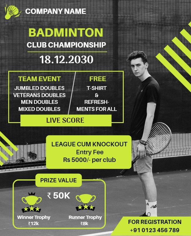 Badminton Club Championship Event Flyer Template