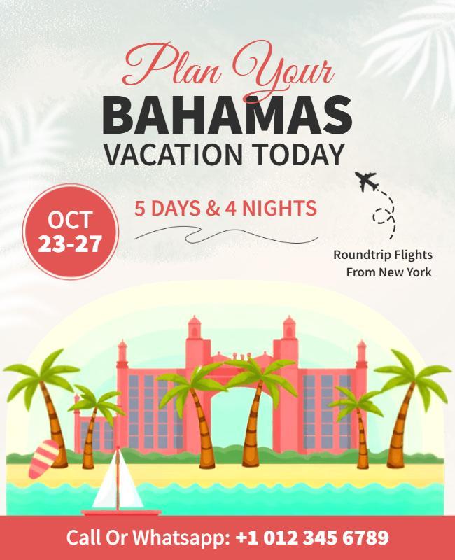 Bahamas Travel Vacation Promotion Flyer Template
