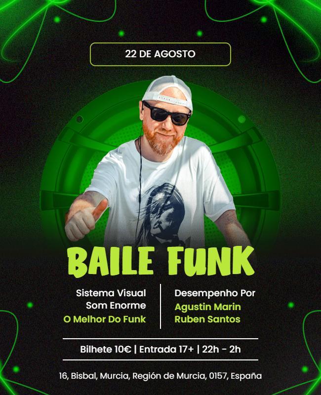 Vibrant Green Baile Funk Music Event Flyer Template