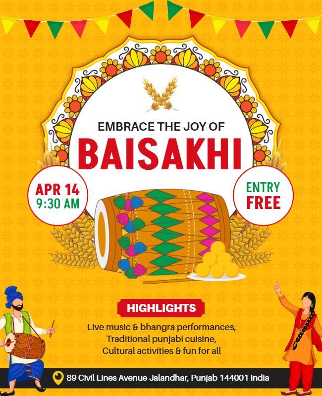 Baisakhi Festival Celebration Event Flyer Template