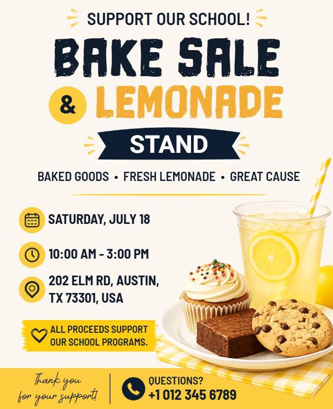 Bake Sale and Lemonade Event Flyer Template
