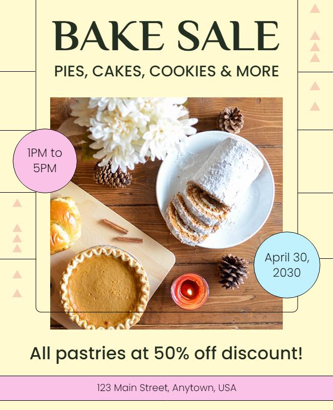 Bake Sale Event with Discounted Pastries Flyer Template