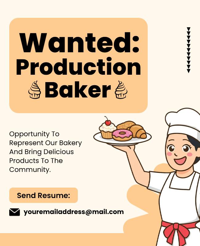 Baker Wanted Job Opportunity Promotion Poster Template