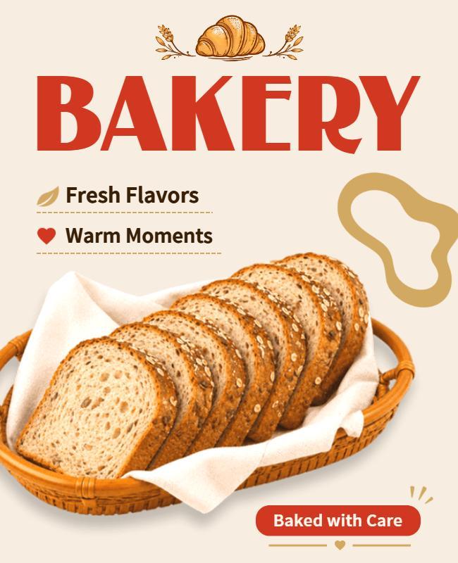Bakery Advertising with Freshly Baked Bread Poster Template