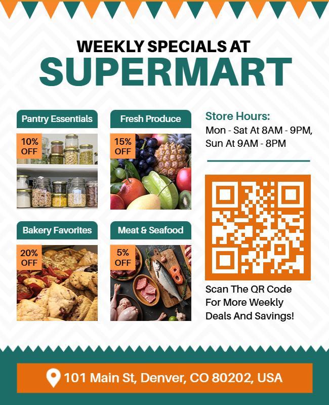 Bakery and Meat Discount Supermarket Flyer Template