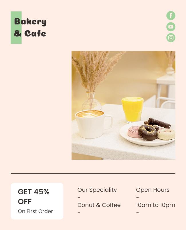 Bakery Cafe Coffee and Donuts Promotion Flyer Template