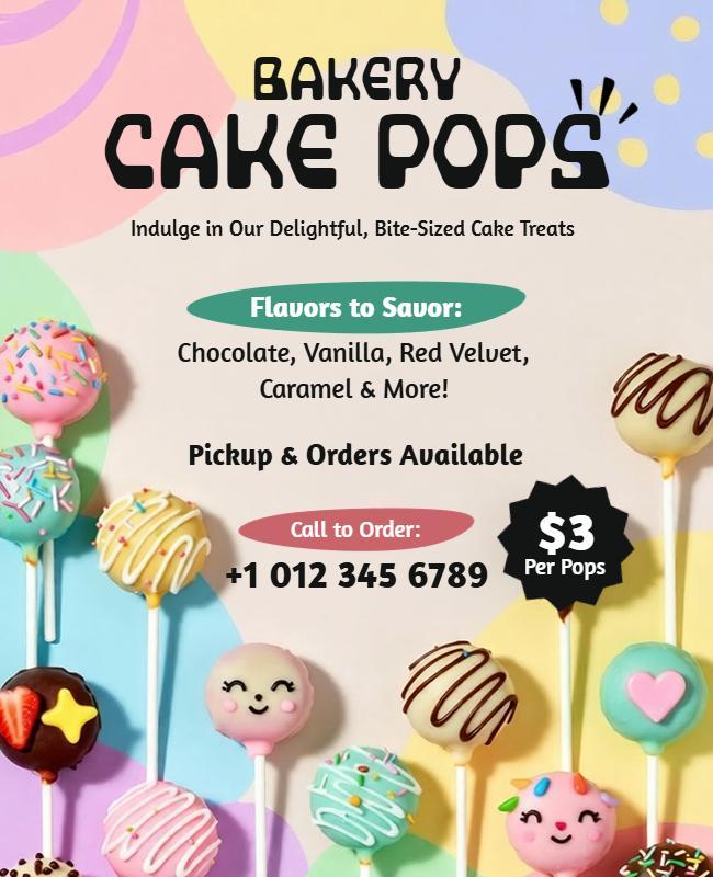 Bakery Cake Pops Promotional Flyer Template