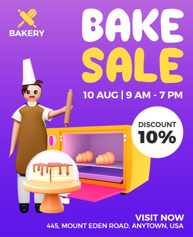 Bakery Discount Bake Sale Event Flyer Template