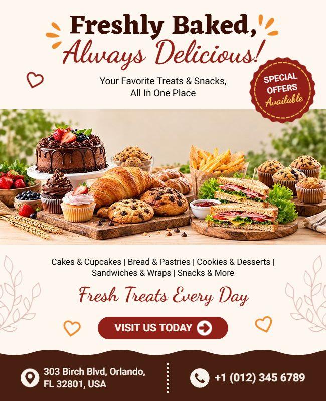 Bakery Freshly Baked Treats Flyer Template