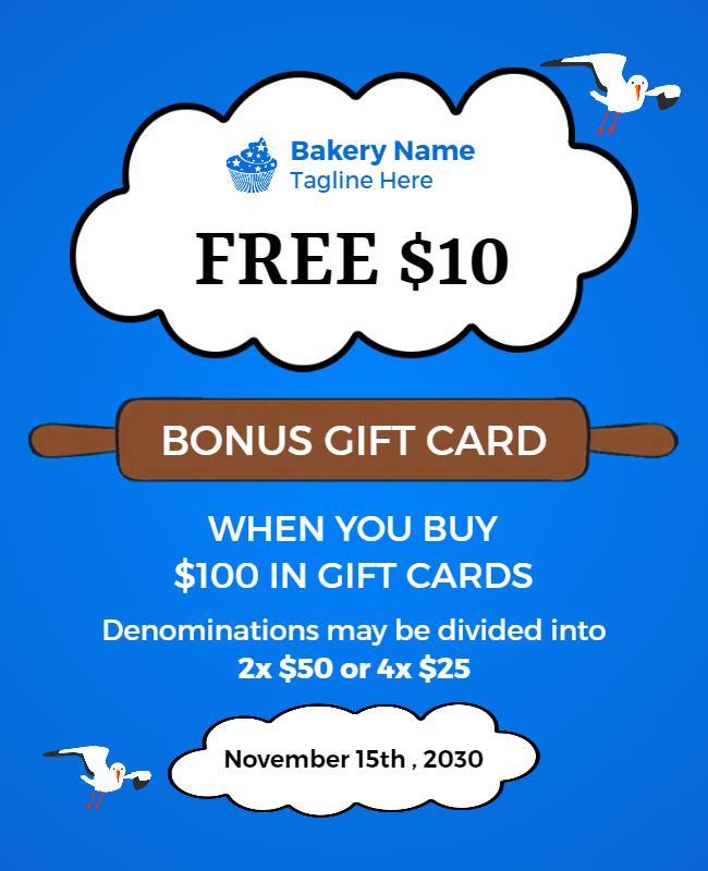 Bakery Gift Card Promotion Flyer Template